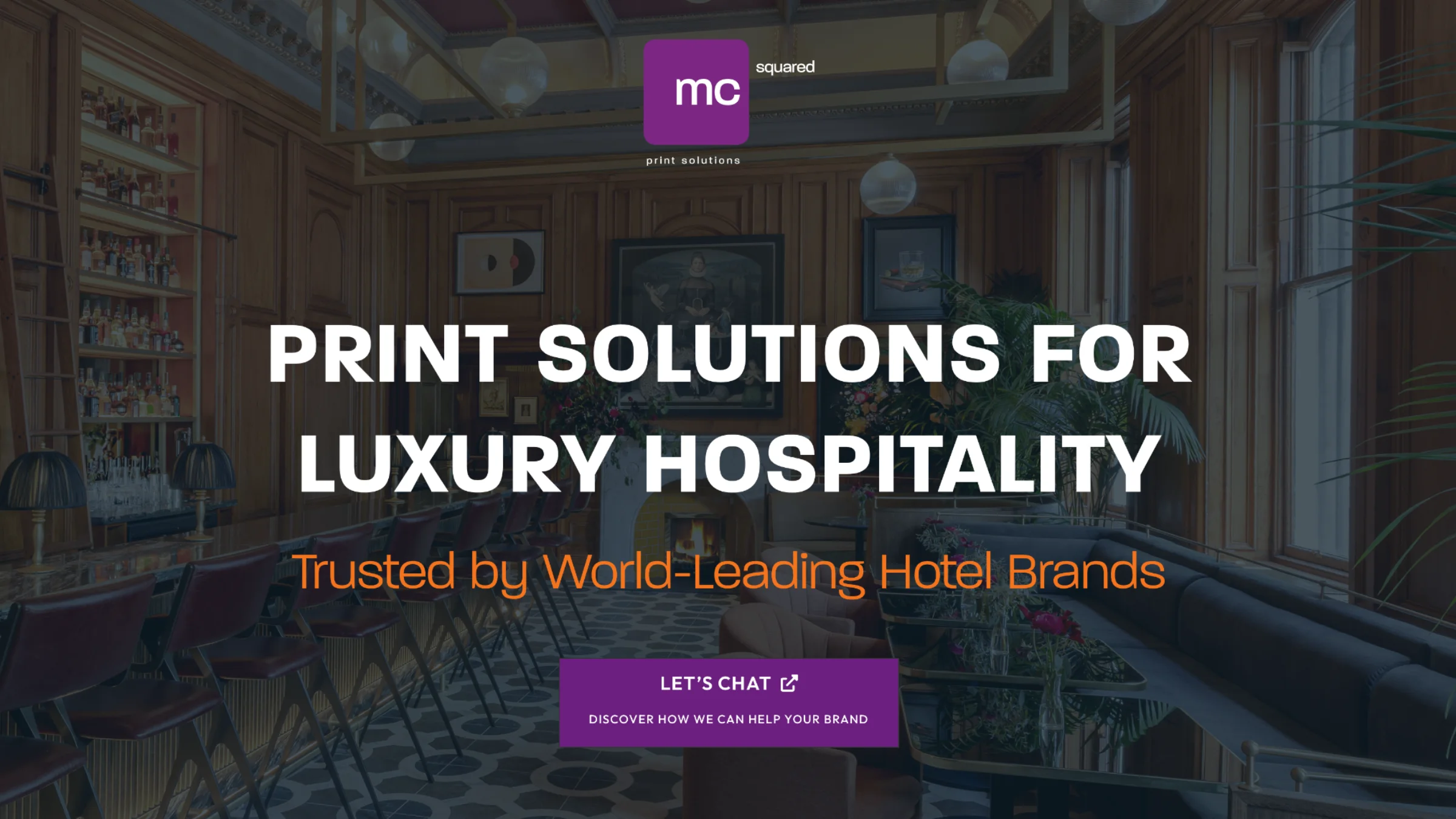 MC Squared hotels landing page — Print Solutions for Luxury Hospitality, Trusted by World-Leading Hotel Brands